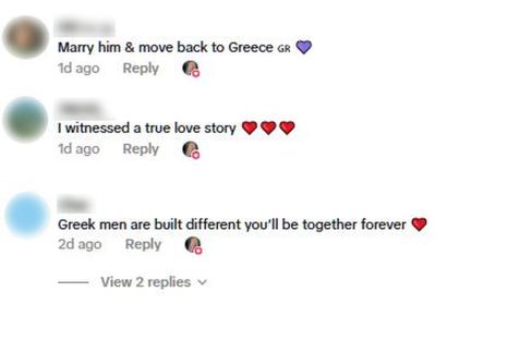 Screenshot of Facebook comments congratulating a couple.