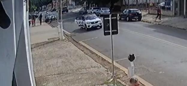 CCTV footage of a passenger jumping from a moving Uber to avoid paying a fare.