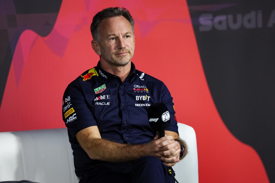 Christian Horner of Oracle Red Bull Racing at a press conference.