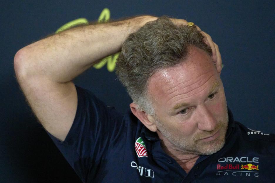 Christian Horner, former Red Bull team principal, at a news conference.