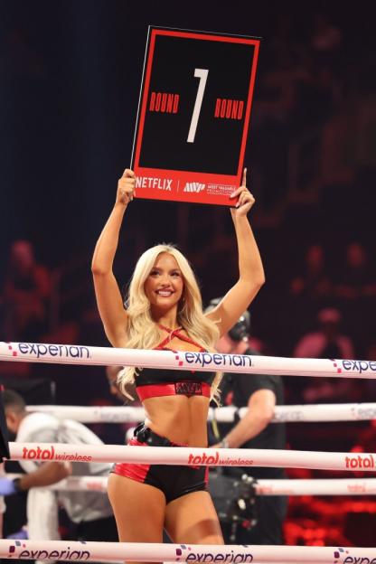 Mandatory Credit: Photo by Kyle Stevens/Shutterstock (15394629by) MVP model Marissa Ayers is seen at Netflix's 'Katie Taylor vs. Amanda Serrano 3' at Madison Square Garden in New York City on Friday, July 11, 2025. Netflix's 'Katie Taylor vs. Amanda Serrano 3' - Fight Night, New York, USA - 11 Jul 2025