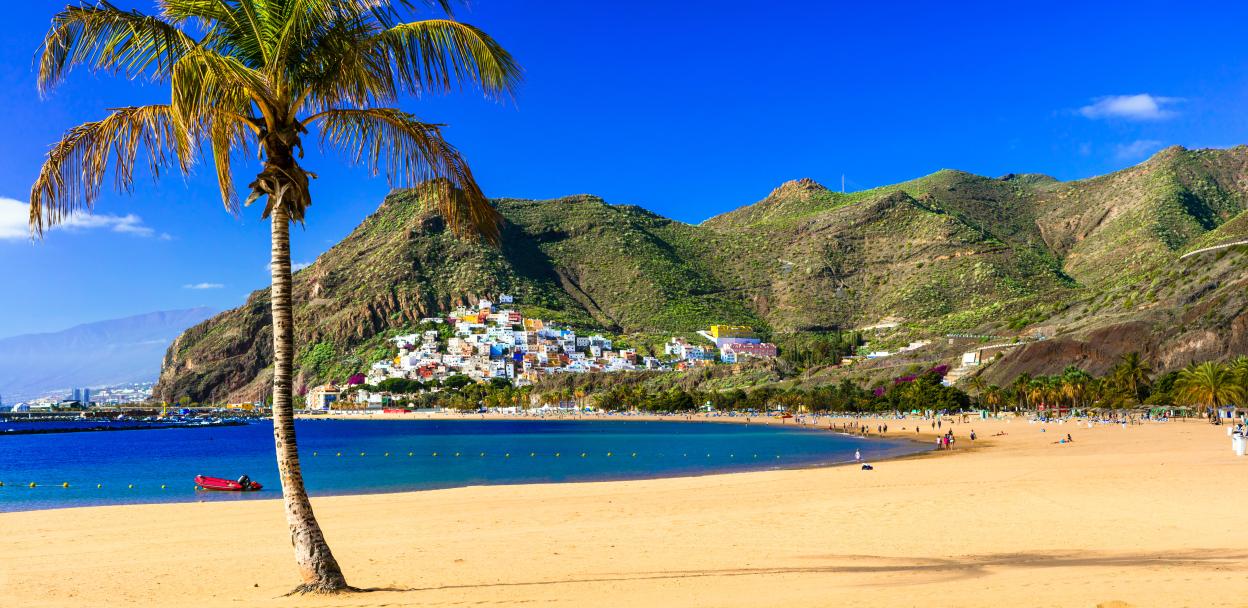 Playa Teresitas beach in Tenerife, Spain.