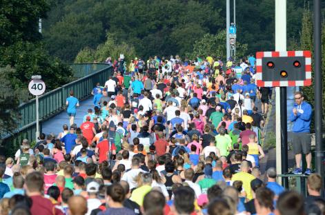 Runners in a marathon.