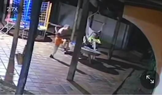 Security camera footage of a toddler accidentally shooting his mother.