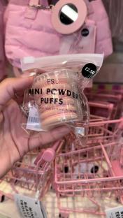 Primark mini powder puffs in pink packaging.