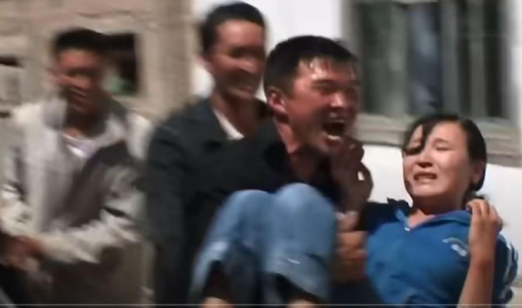 A screenshot from a Vice documentary depicting a bride kidnapping in Kyrgyzstan.