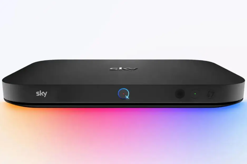 Sky Q box with multicolor light base.