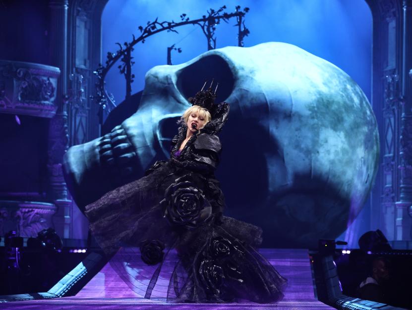 Lady Gaga performing on stage.