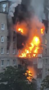 Aftermath of a Russian attack on a building in Kharkiv, Ukraine.