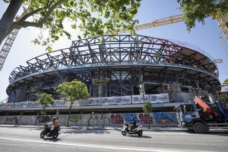Camp Nou Stadium under construction.