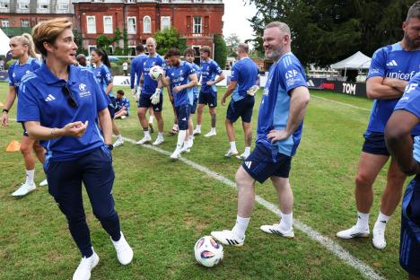 Wayne Rooney and Vicky McClure at a Soccer Aid for UNICEF training session.