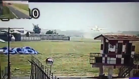 CCTV footage of an Air India plane crash landing.
