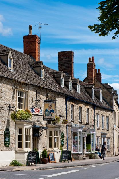 Row of buildings in Woodstock, Oxfordshire.