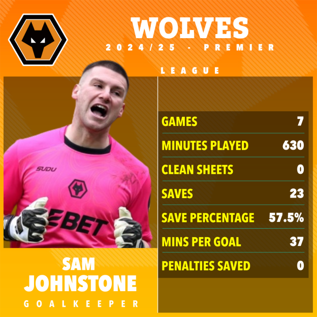 Sam Johnstone's Wolves 2024/25 Premier League stats.
