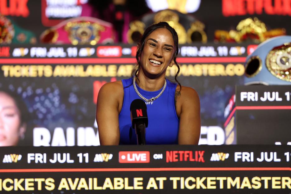 Amanda Serrano at a press conference.