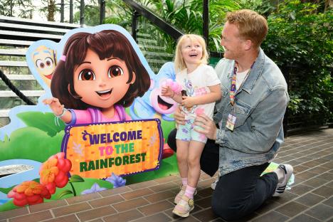 James Haskell with his daughter at a Dora the Explorer event.