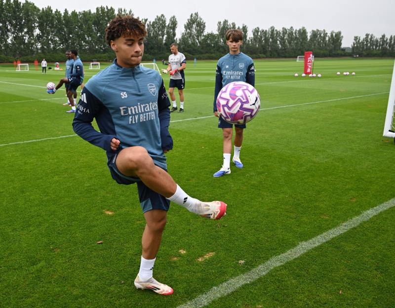 Marcell Washington of Arsenal during a training session.