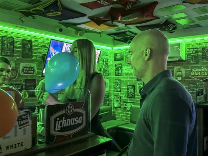Nitrous oxide balloons at a bar.