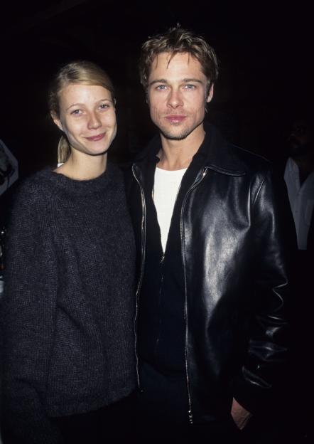 Gwyneth Paltrow and Brad Pitt at a party.