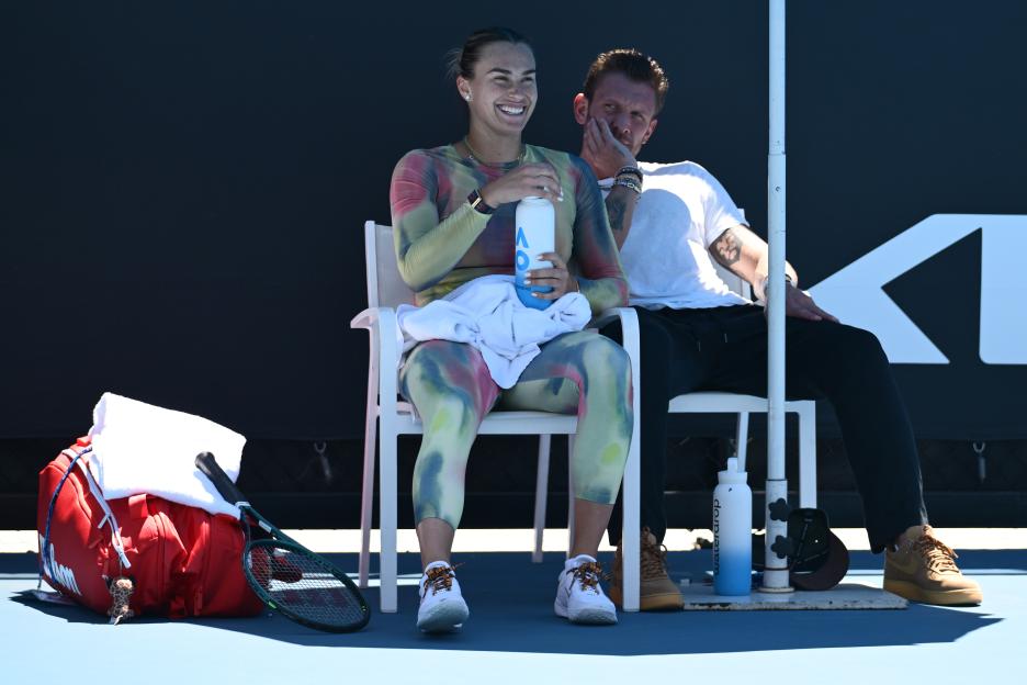 Aryna Sabalenka and her boyfriend at the Australian Open.
