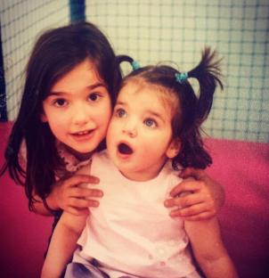 Dua Lipa and her sister Rina Lipa as children.