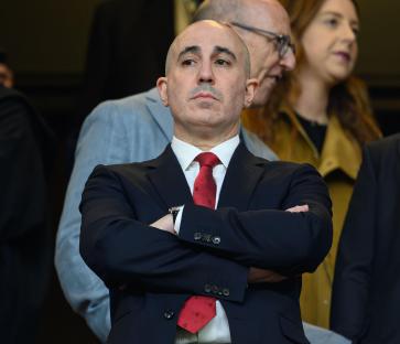 Omar Berrada of Manchester United watches on.