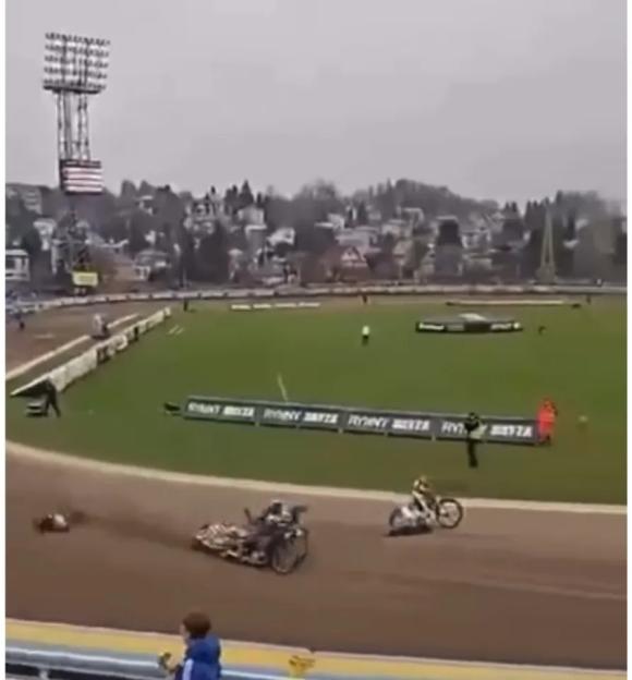 Speedway rider crash.