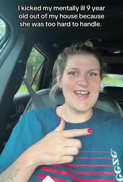 Woman in car saying she kicked her mentally ill 9-year-old daughter out of the house.