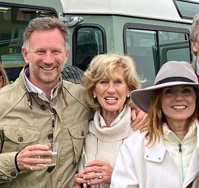 Christian Horner with his mother and wife.
