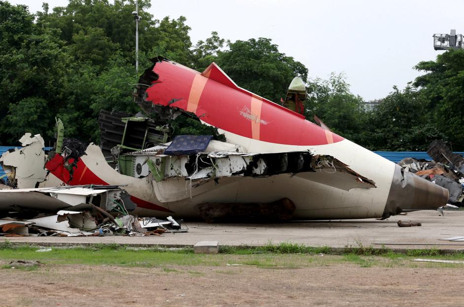Wreckage of a Boeing 787-8 Dreamliner plane.