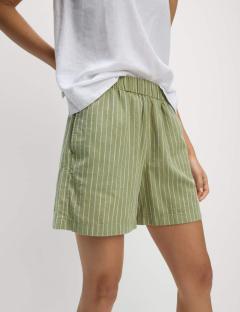Pull-on striped shorts.