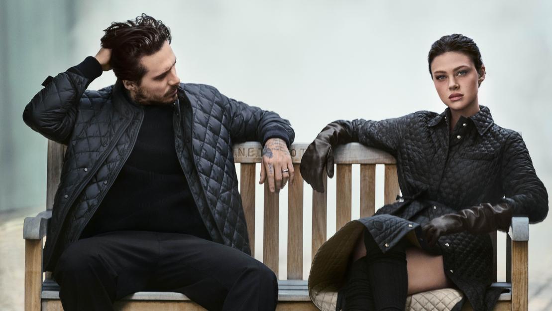 Brooklyn Beckham and Nicola Peltz-Beckham in Moncler's Pre-Fall 2025 campaign.