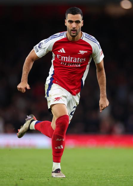 LONDON, ENGLAND - OCTOBER 27: Mikel Merino of Arsenal during the Premier League match between Arsenal FC and Liverpool FC at Emirates Stadium on October 27, 2024 in London, England. (Photo by Marc Atkins/Getty Images)