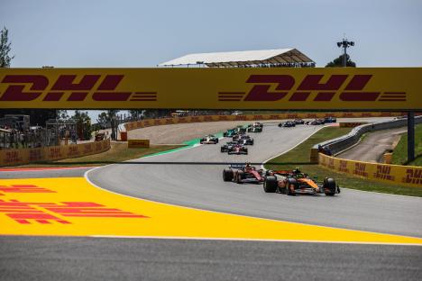 Lando Norris' McLaren racing at the Formula One Spanish Grand Prix.