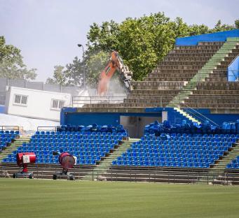 Demolition of a stadium.