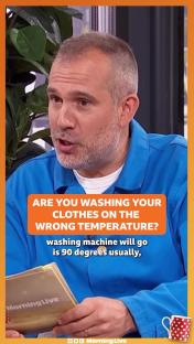 Man discussing laundry washing temperatures.