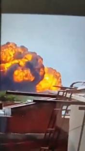 Large fire following a plane crash.