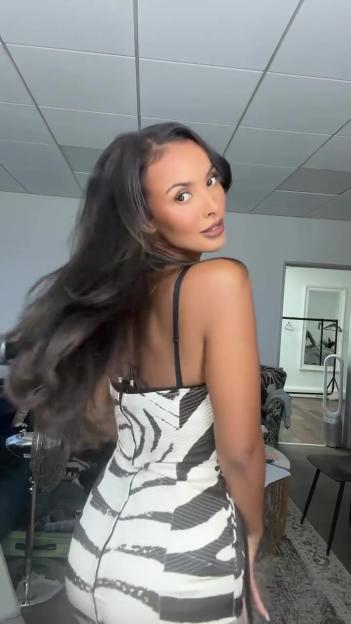 Maya Jama in a zebra-print dress.