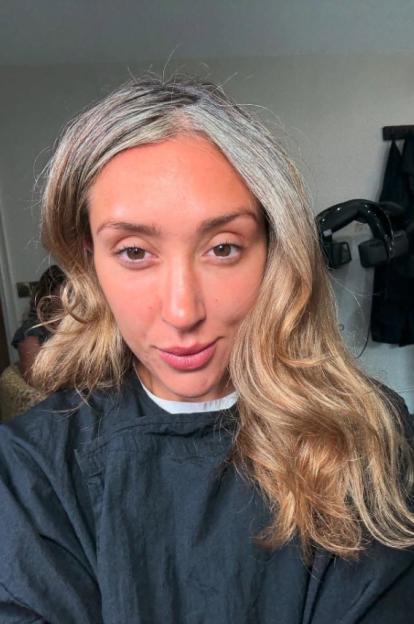 Shona Manderson showing off her grey hair transformation.