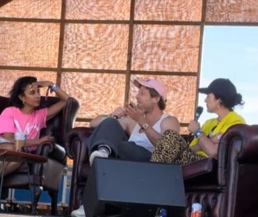 James Norton at Glastonbury discussing a breakup.