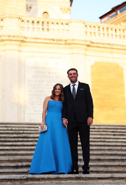 Scottie Scheffler and his wife Meredith Scheffler at the Spanish Steps in Rome.