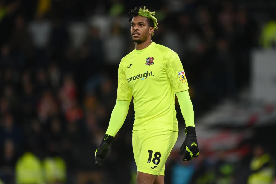 Jamal Blackman of Exeter City F.C. in a soccer match.