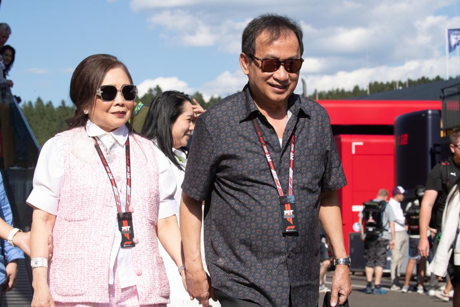 Chalerm Yoovidhya and his wife at the Formula One Austrian Grand Prix.