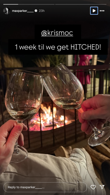 Screenshot of Instagram post announcing one week until a wedding.