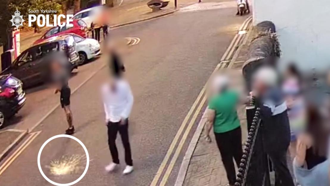CCTV screengrab of a shooting outside a pub.