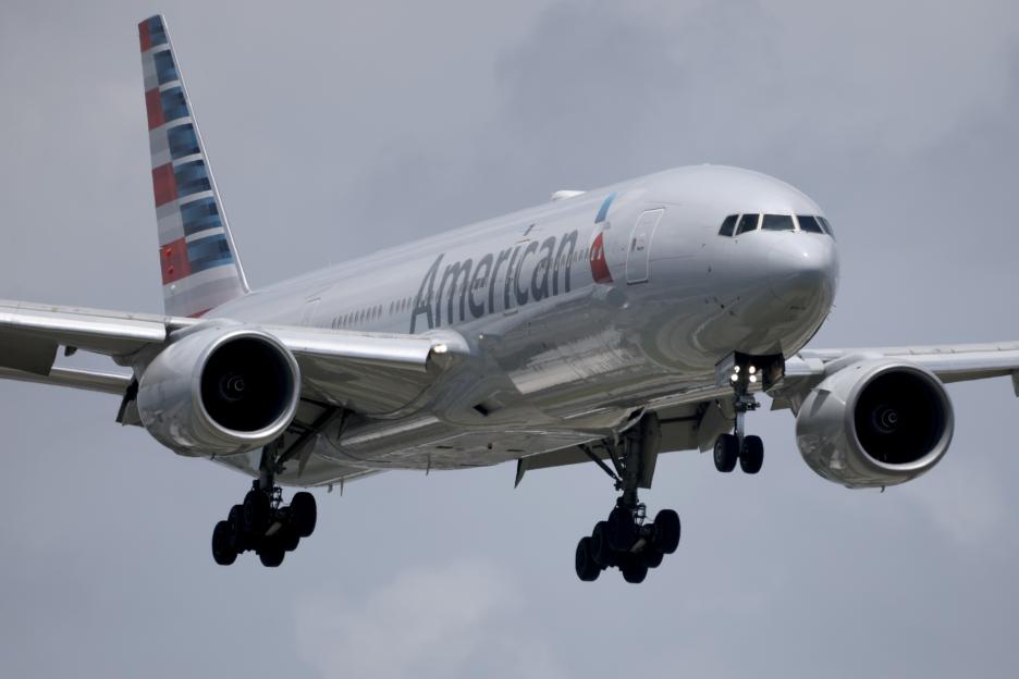 American Airlines plane landing.