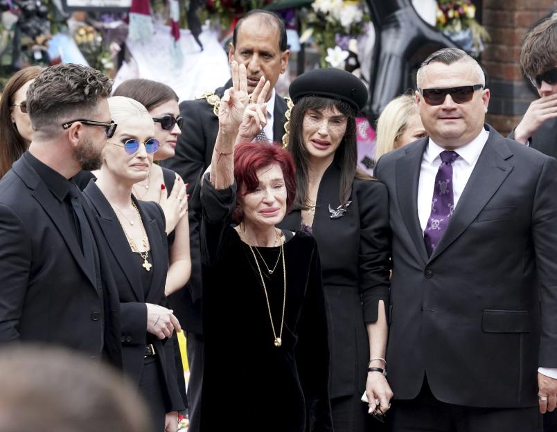 Jack, Sharon, and Kelly Osbourne at Ozzy Osbourne's funeral.