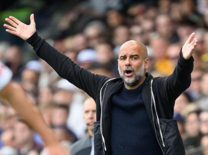Pep Guardiola, Manchester City manager, at a Premier League match.