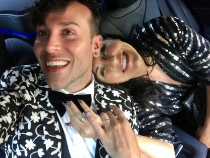 Selfie of two people at a soap awards ceremony.
