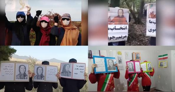 Collage of women protesting the Iranian regime.